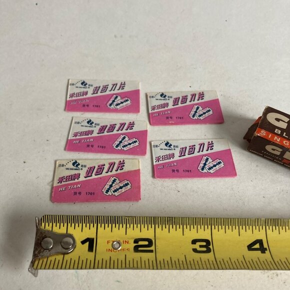 Vintage Razor Blade Lot HE TIAN 1701 & GEM BLADES Single Edge - Picture 2 of 7